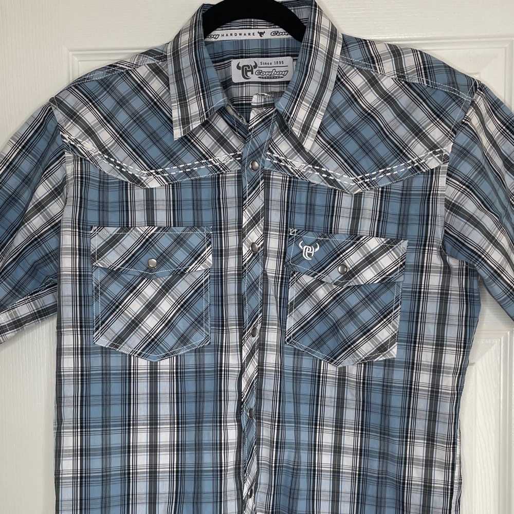 Men's Cowboy Hardware Blue Plaid Western Shirt